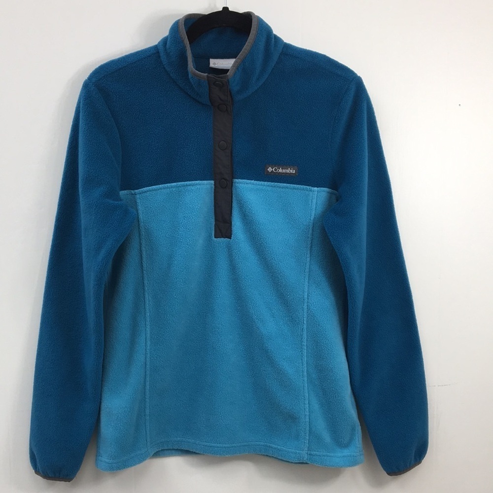Columbia Women's Quarter Snap Button Blue Pull Over Fleece Size S EXCELLENT